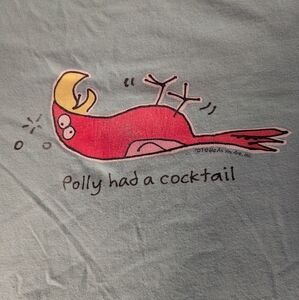 Y2K Be As You Are Polly Had A Cocktail Women's Aqua Green/Blue Tshirt Small